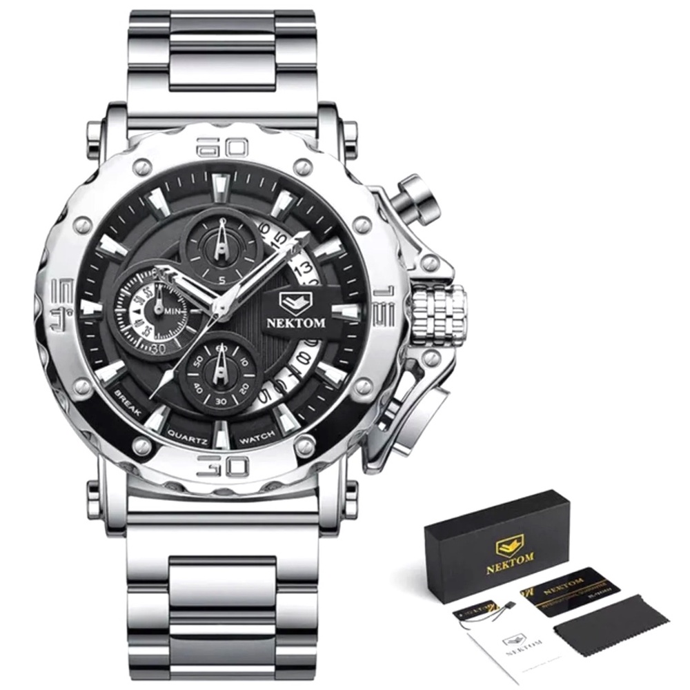 Nektom BIG Chunky Luxury Quartz Chronograph Waterproof Mens Tactical Watch Gift